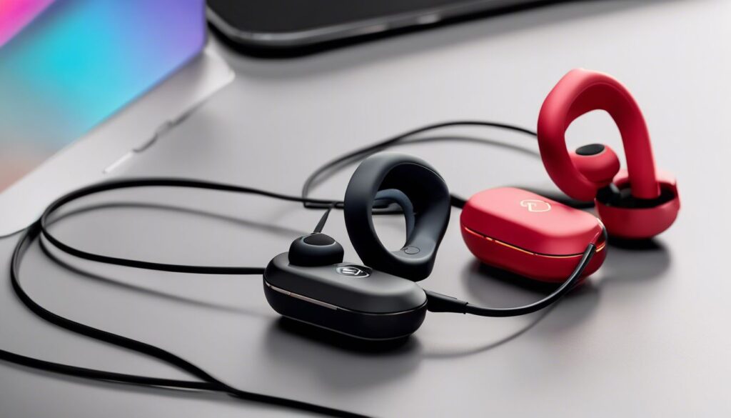 Een paar betaalbare oordopjes op een modern bureau.