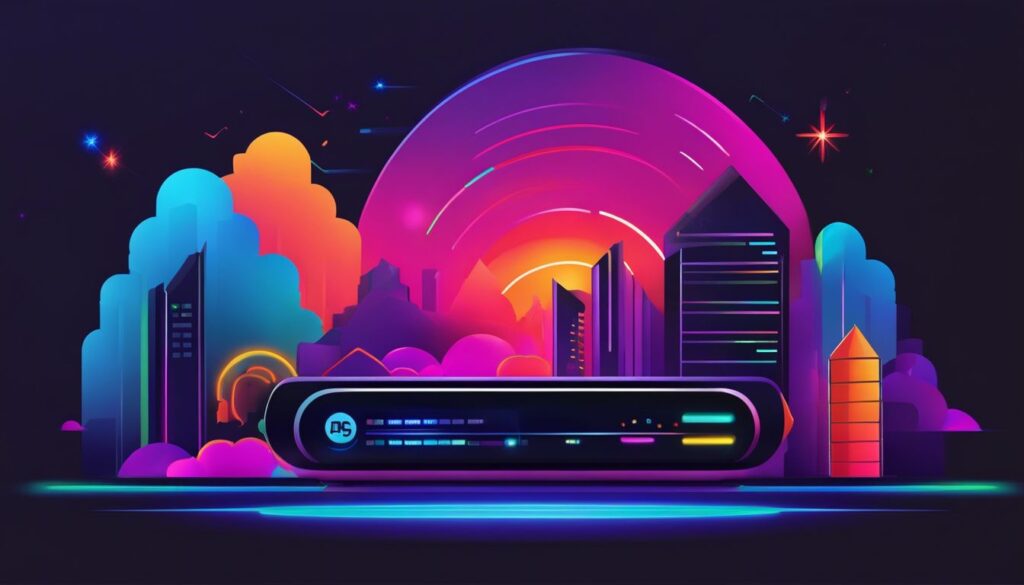 Een snelle internetmodem met diverse serviceprovider logo's in plat ontwerp.