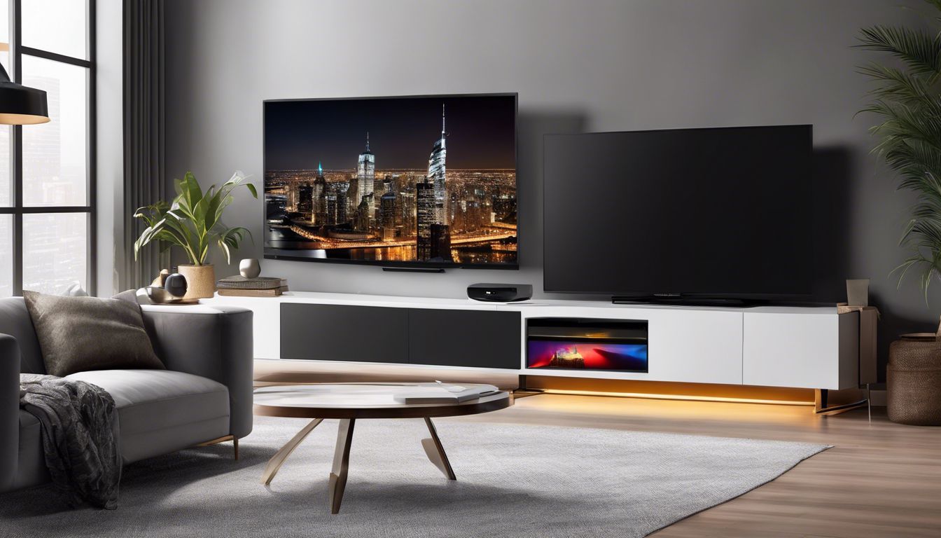 De Amazon Fire TV Stick wordt tentoongesteld op een moderne entertainmentcenter in een warme en uitnodigende setting.