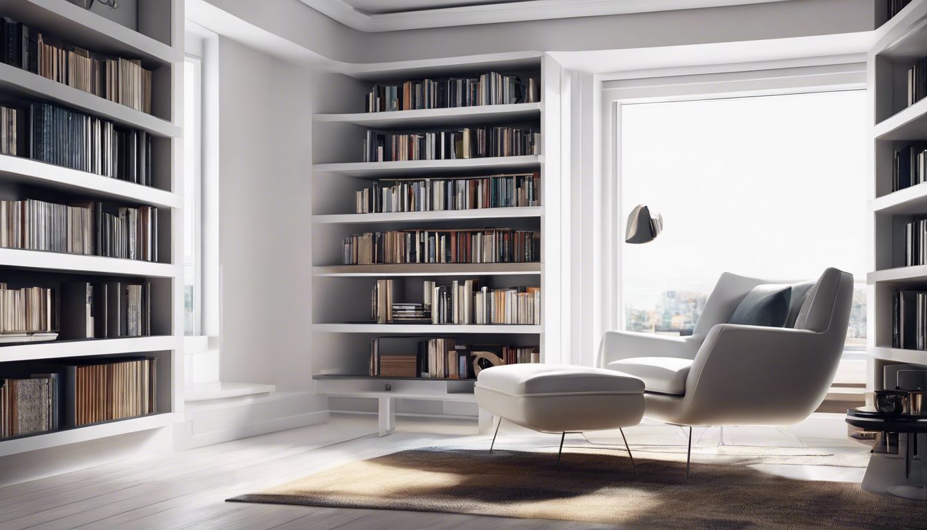 Een Audio Pro Link 1 op een modern boekenplank in minimalistisch interieur.