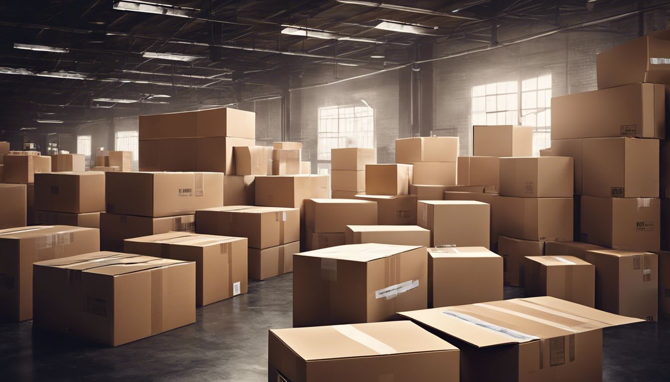 Een selectie van verzenddozen en verpakkingsmaterialen in een magazijn.