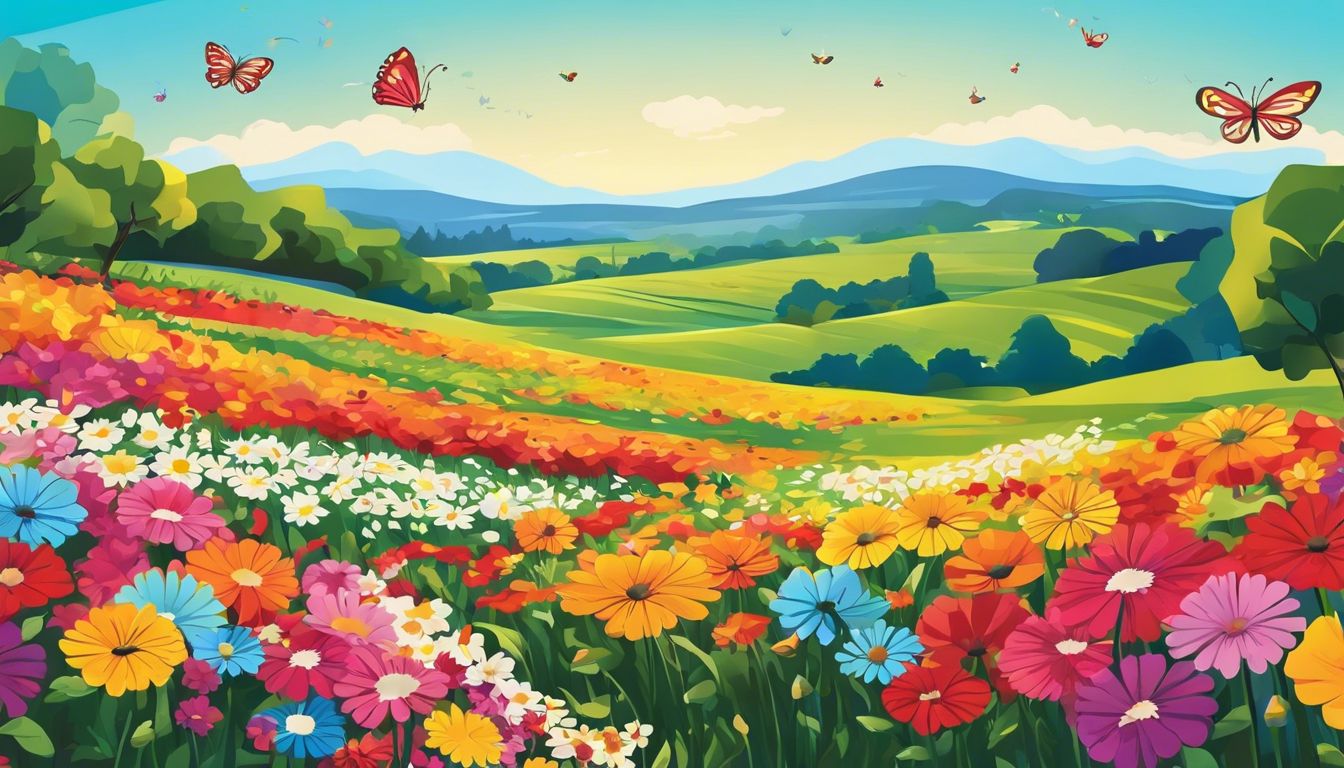 Een prachtig bloemenveld in volle bloei met vlinders en bijen. Een prachtig bloemenveld in volle bloei met vlinders en bijen.