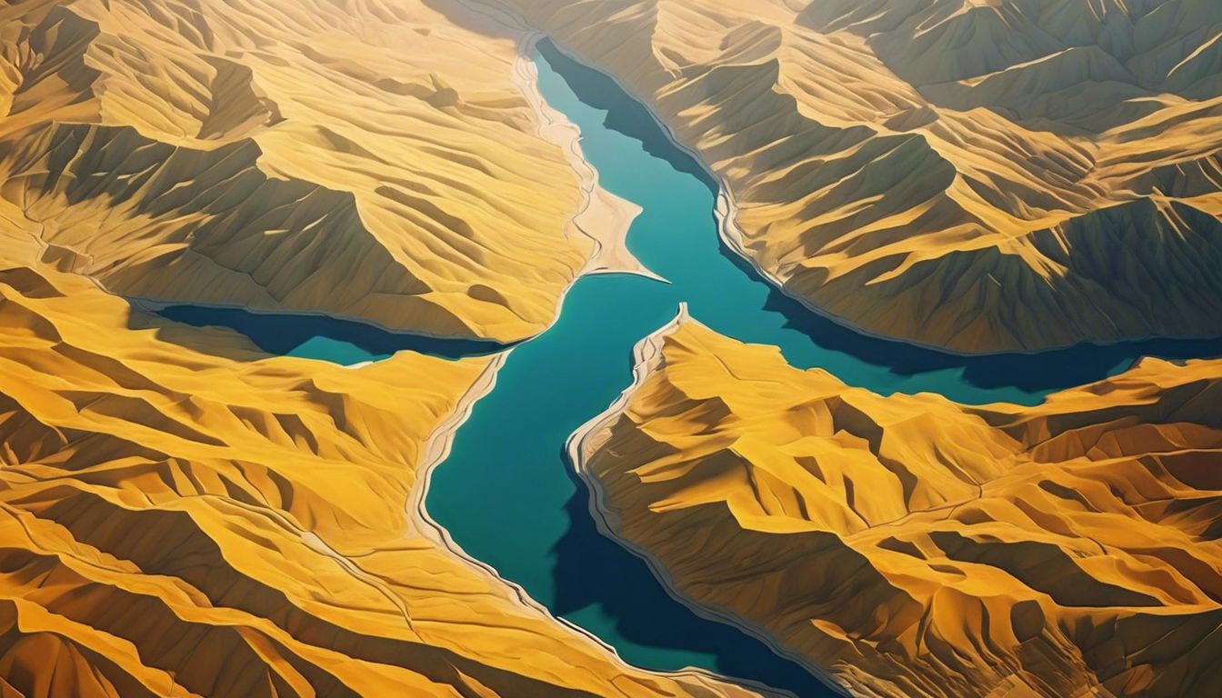 Prachtig marmerlandschap met ingewikkelde patronen en texturen vanuit de lucht.