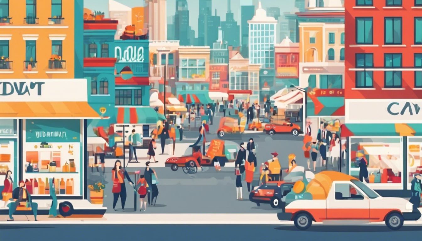 Een drukke online marktplaats met veel verkopers en diverse producten. Een drukke online marktplaats met veel verkopers en diverse producten.