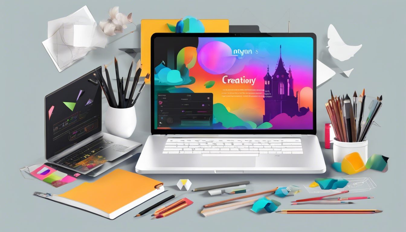 Een laptop met OnlyFans website en creatieve tools, om digitale content te creëren.