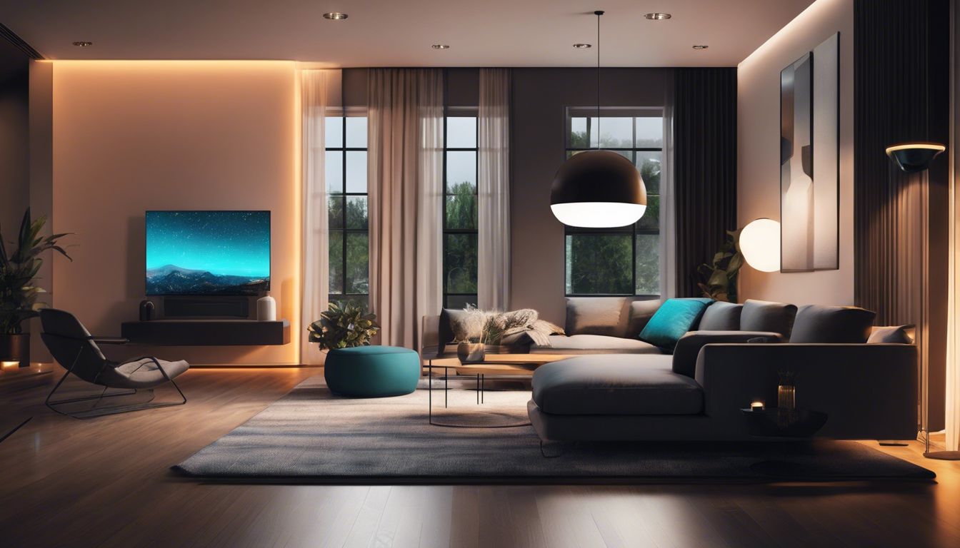 Een modern en strak interieur met slimme huisautomatiseringsopties.