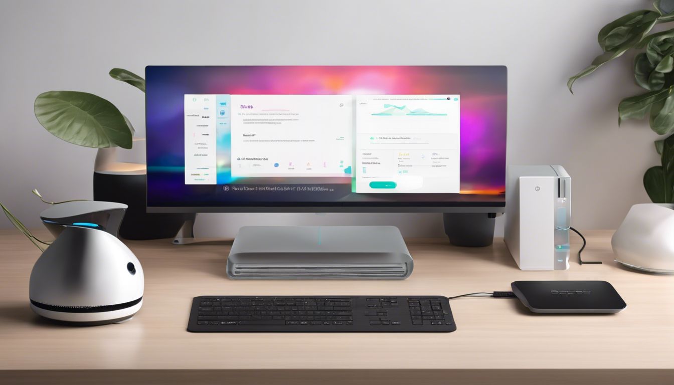 Een strak vormgegeven Plugwise Smile P1 (V3) apparaat op een modern bureau.