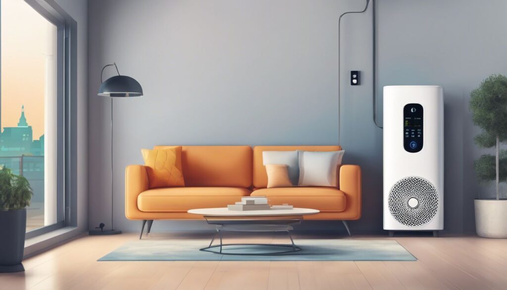 Een moderne smartphone bedient een airconditioningseenheid op afstand.