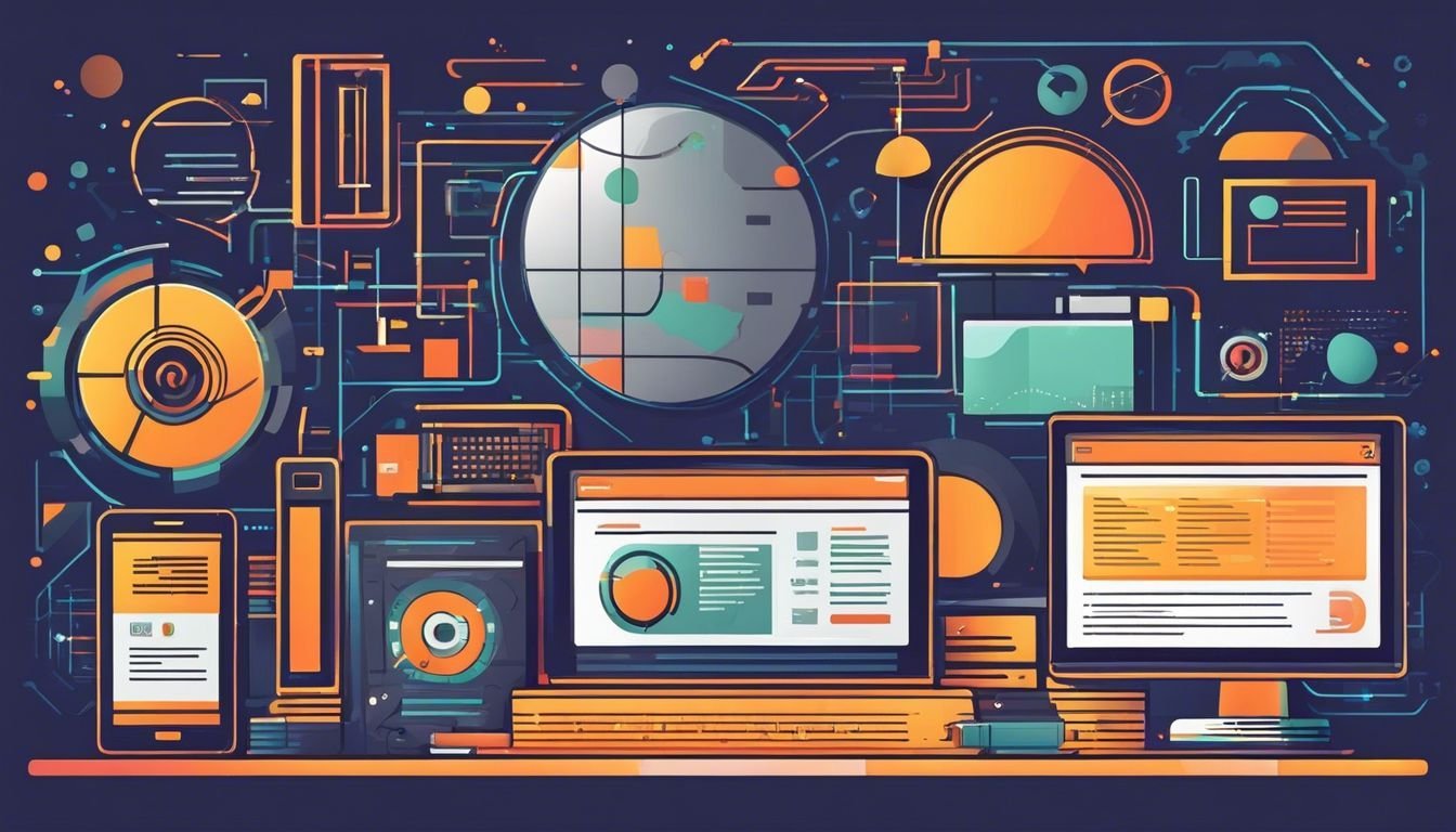 Een gestroomlijnde website interface met diverse optimalisatietools en digitale apparaten.