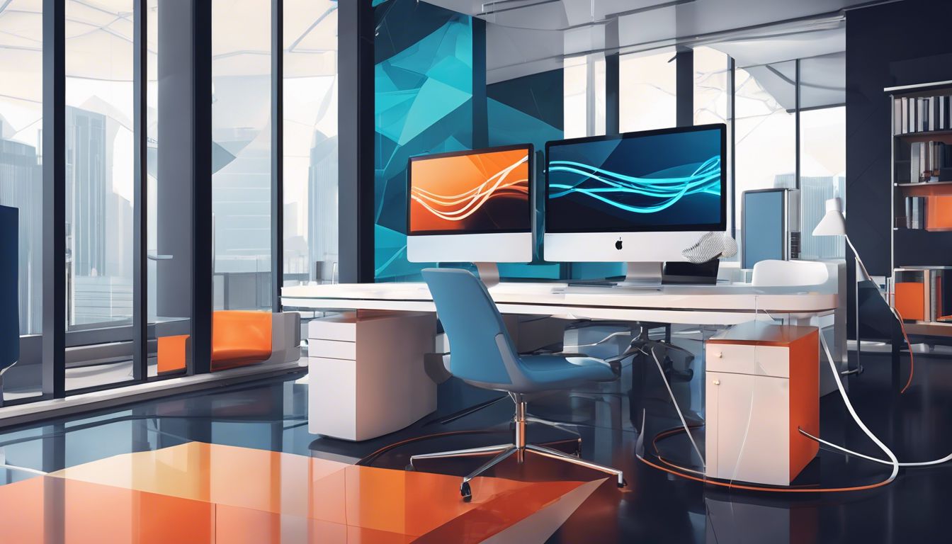 Een high-speed dataoverdrachtskabel integreert naadloos in een modern kantoorontwerp.