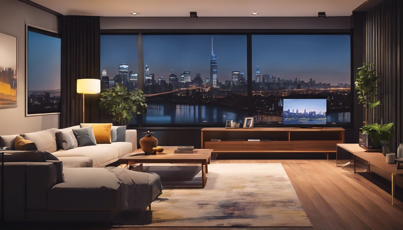 Een gezellige woonkamer met moderne meubels en een streaming TV.