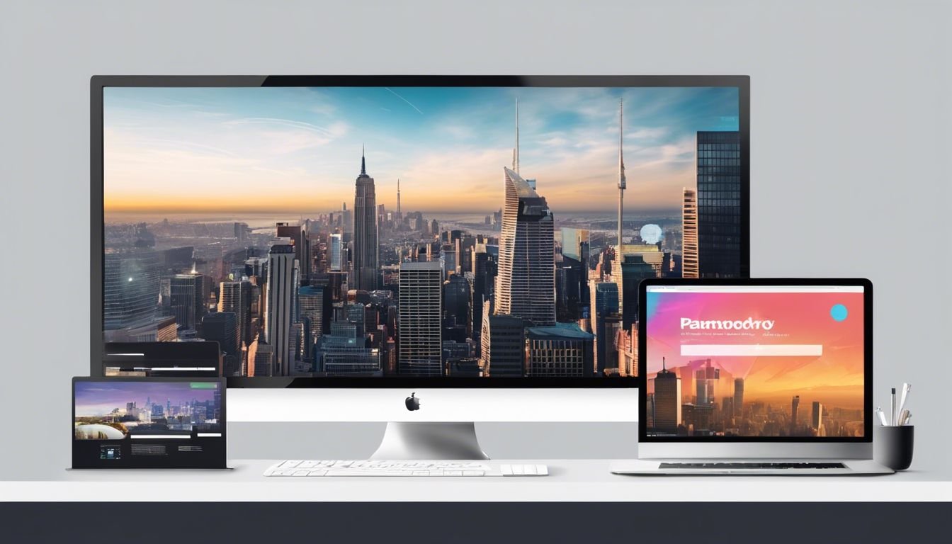 Leeg computerscherm met meerdere streaming tabs, toont stad fotografie site.