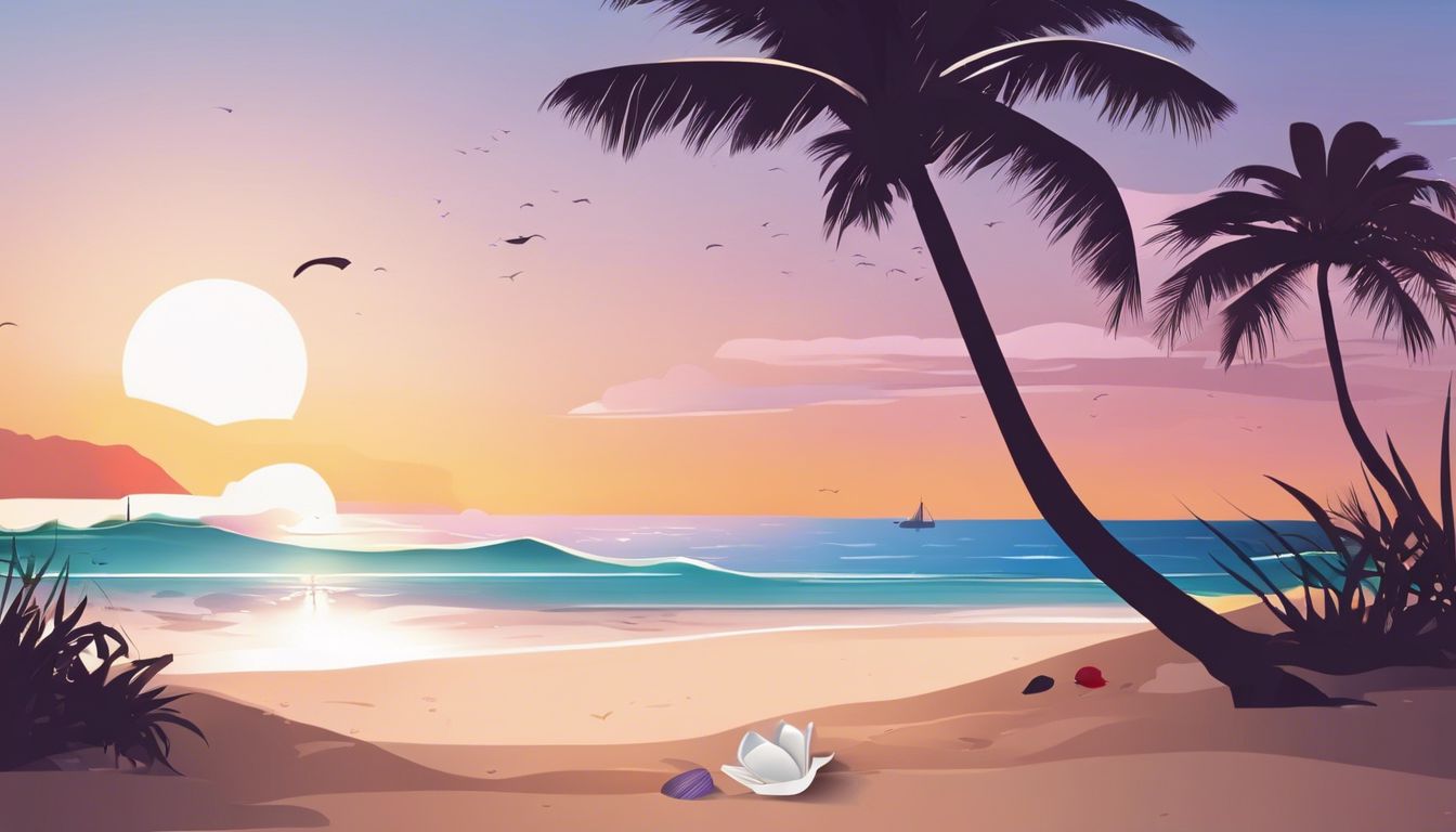 Een privéstrand bij zonsondergang met een liefdesbrief in het zand.