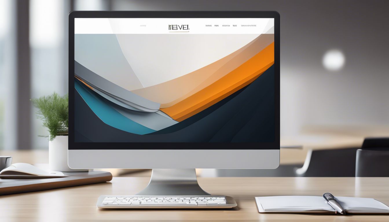 Een moderne en stijlvolle website weergegeven op een laptop in een minimalistisch kantoor.