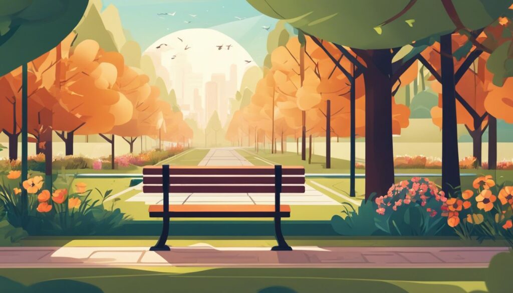 Een mobiele telefoon met een locatie delende app in een rustig park.