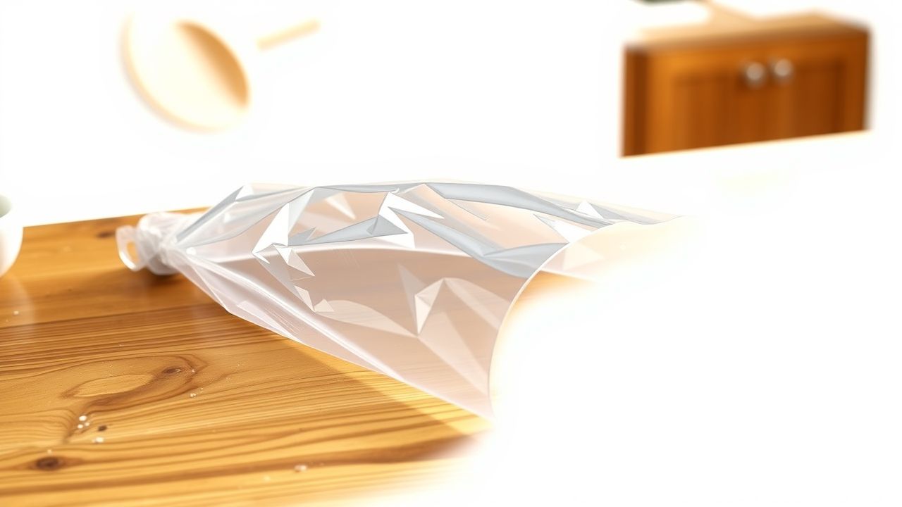 Een doorzichtige plastic ziplock zak wordt gebruikt als een spuitzak in een gezellige keukenomgeving.